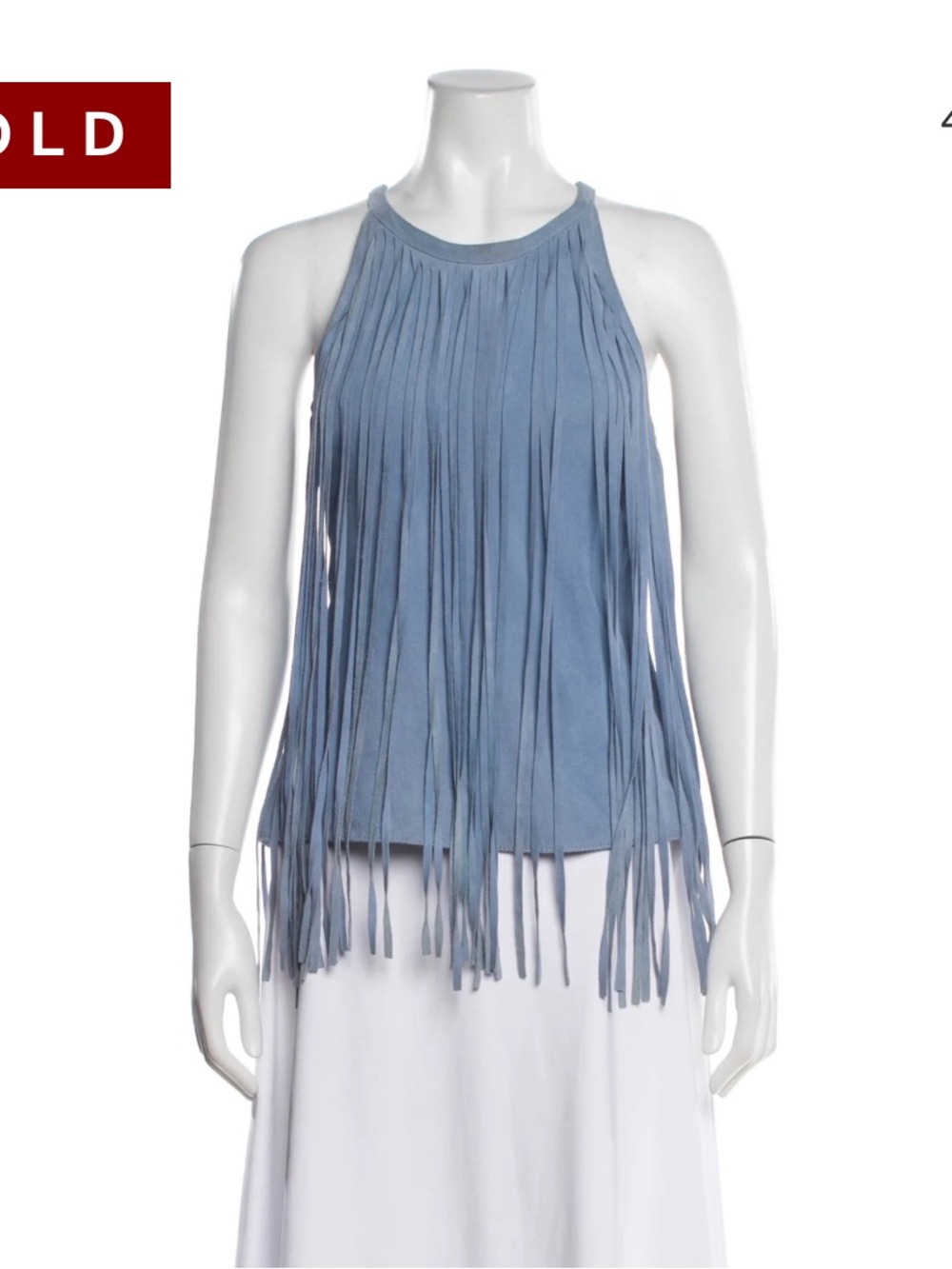 Cusp by Nieman Marcus Leather Fringe High Neck Blouse